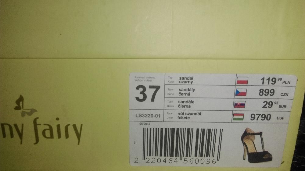 Czarne sandały szpilki CCC rozm. 37