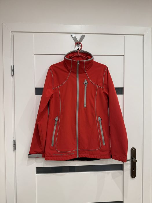 Softshell damski bez kaptura czerwony z szarym M 38