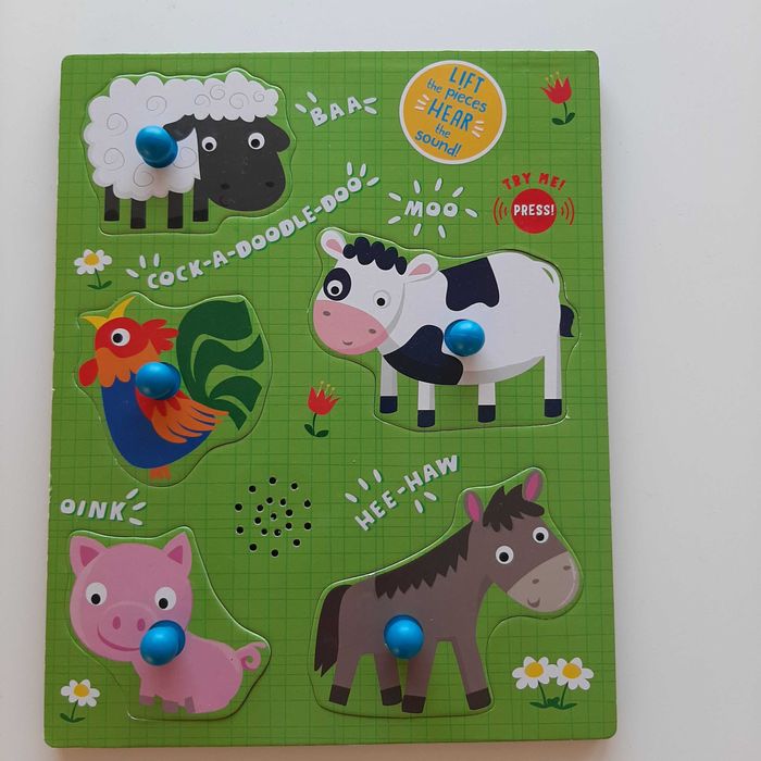 Puzzle,układanka z dźwiękiemFarma+ książeczka Jak NOWE