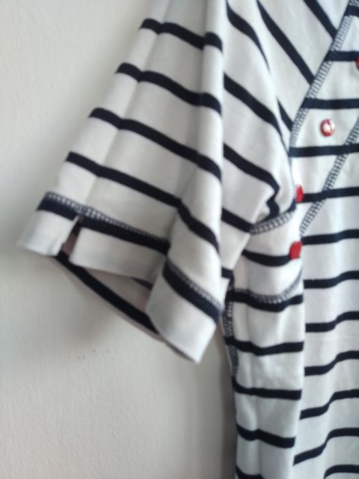 Blusa / Camisola às riscas com botões vermelhos - Punto Roma - Tam. S