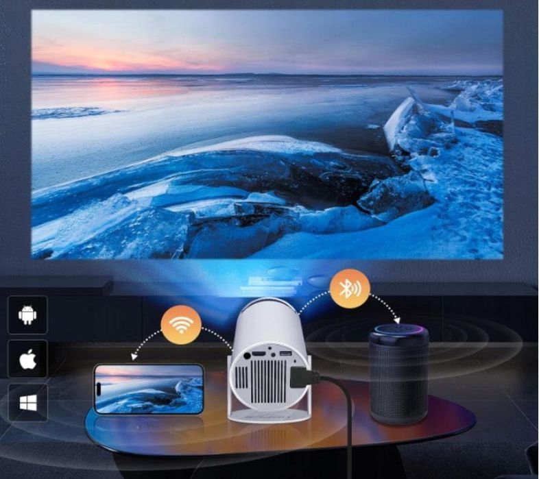 PROJEKTOR RZUTNIK Android TV WIiFi Uhd 4K Przenośny Smart Głośnik