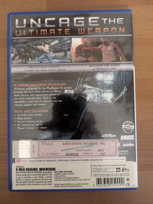 Jogo PS2 ( PlayStation 2 ) " X-Men Origins Wolverine " (Opt.Estado)