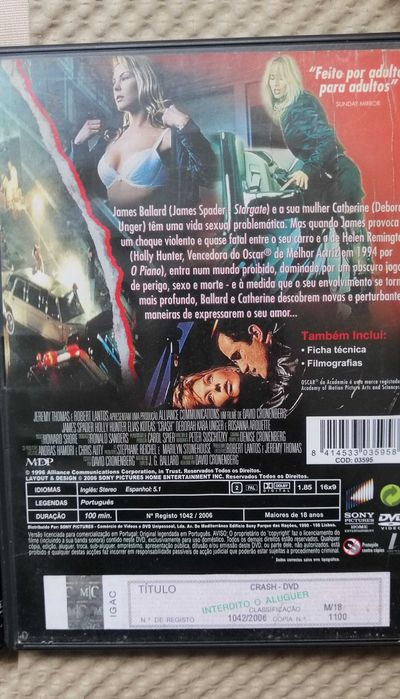 Crash Cronenberg Edições seladas e não seladas