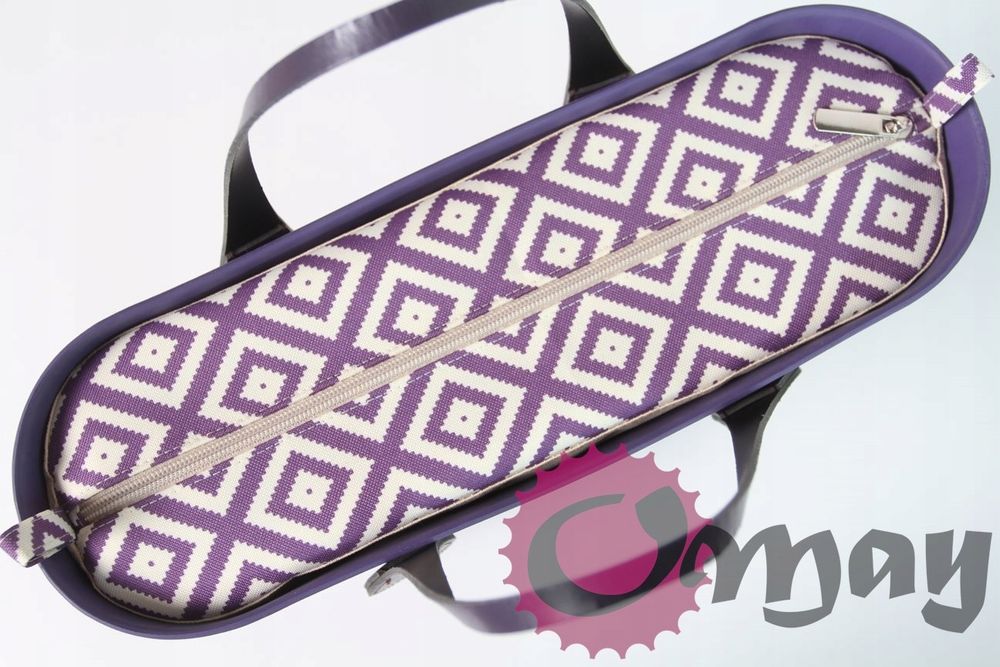 organizer OBAG STANDARD romby beżowo fioletowe 2 kieszenie wkład OMAY