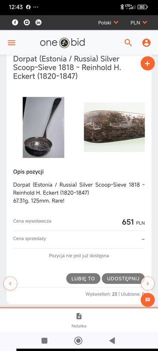 Srebrna łyżeczka - Rosja - 1877- pr84