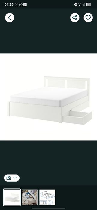 Cama Casal Modelo Songesand - 160x200 - com gavetões e colchão