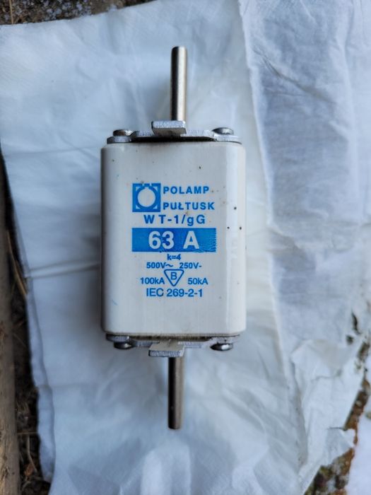 Wkładki bezpiecznikowe WT-1 gG 63A nh1 Polamp Pułtusk- nowe