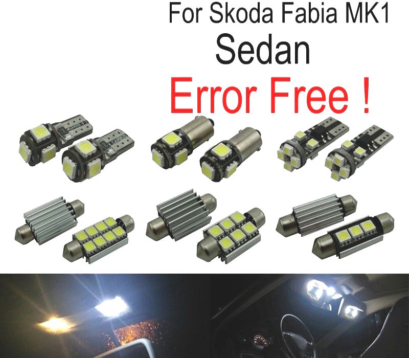 KIT COMPLETO 14 LAMPADAS LED INTERIOR PARA SKODA FABIA 1 MK1 MKI BERLINA SEDAN 99-07
