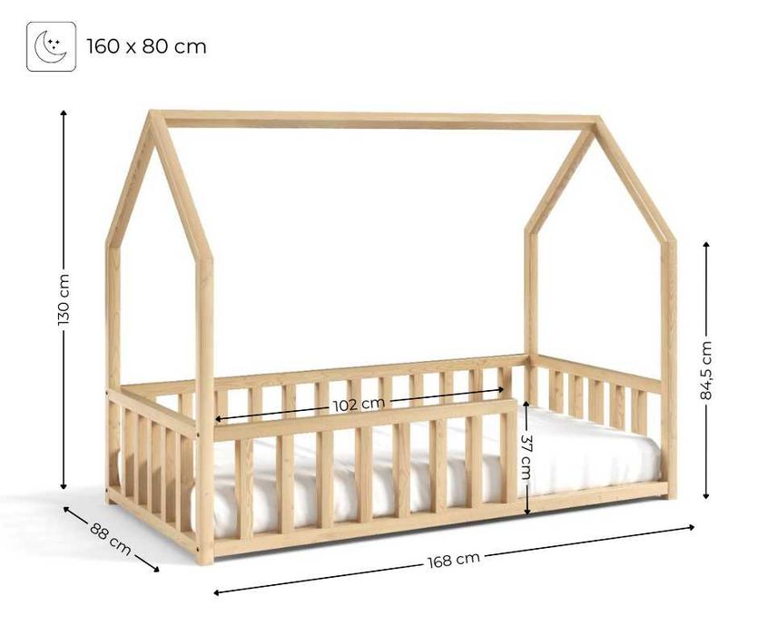 Łóżeczko domek ANTOŚ dla dzieci 160 x 80 cm! Drewno sosnowe!
