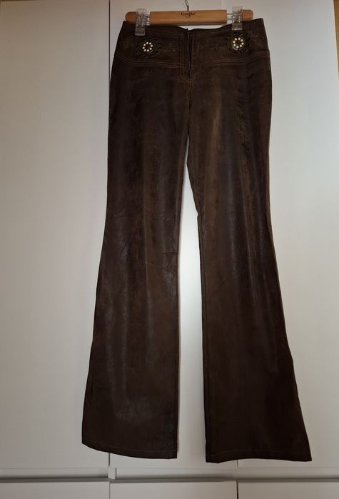 Кожаные брюки шоколадного цвета