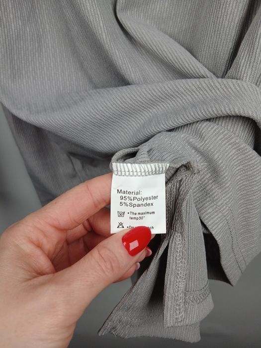 Bluzka damska M szara prążkowana zamek dekolt stójka casual basic