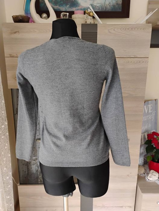 Szary cienki sweterek z wełny Rene Lezard r. 36 38