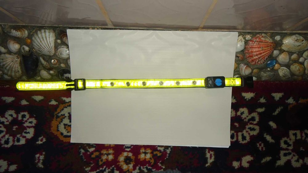 Светящийся флуорисцентный LED ошейник 46 см шлейка для собак