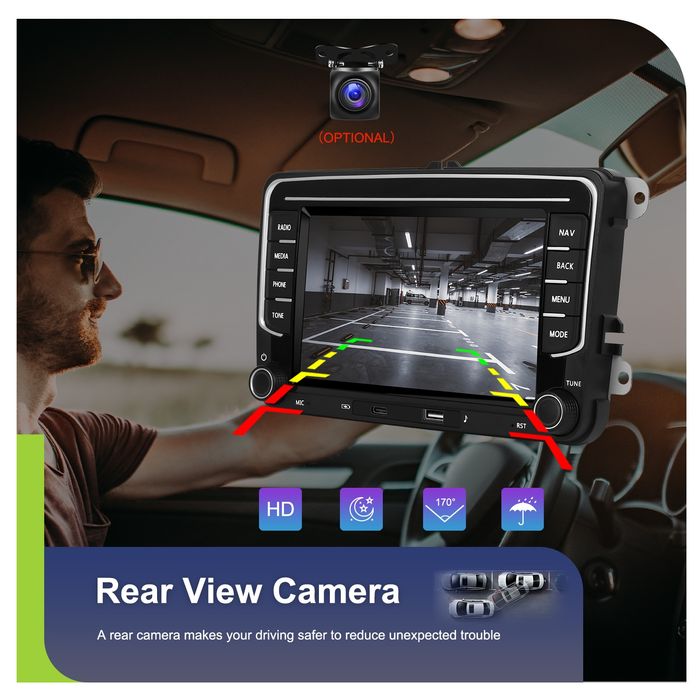 Radio Nawigacja Carplay 4/64Gb Vw,Golf,Passat,Seat,Skoda Kamera cofani