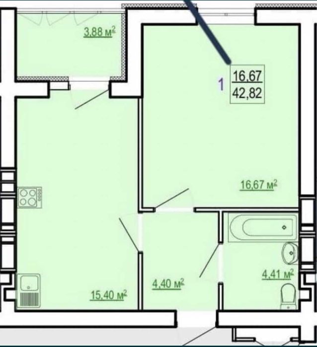 Продам 1к S 42.85м,4\9 эт в новострое ЖК Сказка .Холодная Гора.Q