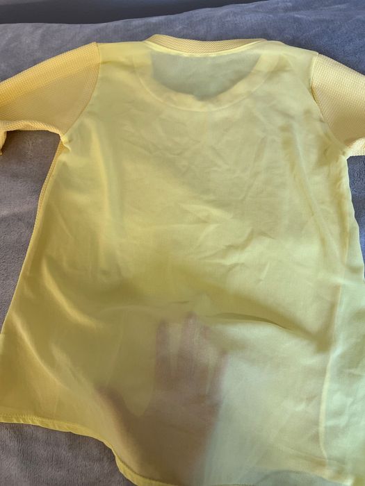 Bluzka / koszulka żółta maślana z półprzezroczystym tyłem