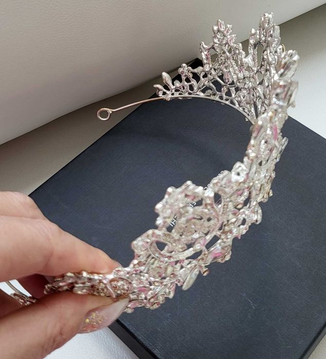 Srebrna Korona diadem kryształy swarovski