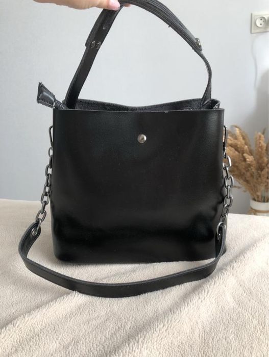 Сумка шкіряна чорна