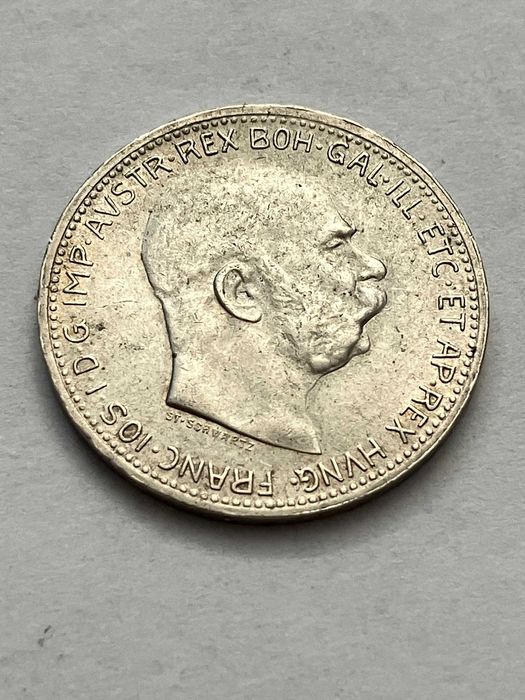 Austria 1915 - 1 korona - srebro - bardzo ładny stan