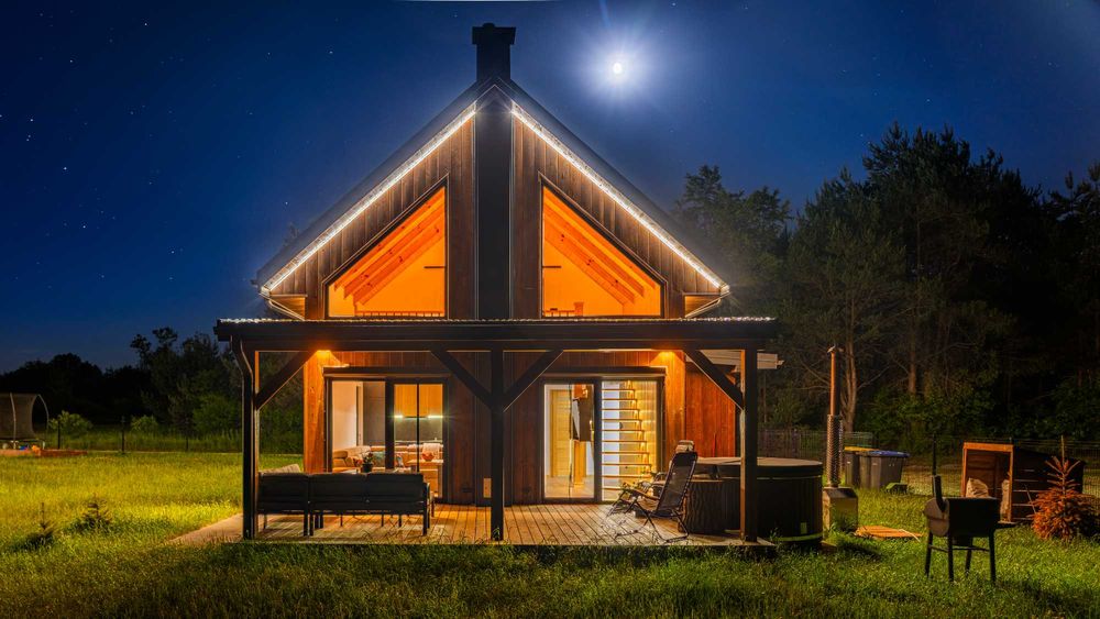 Domki Echo lasu, Zwierzyniec,  Roztocze, balia z jacuzzi, sauna