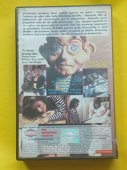 Kaseta VIDEO VHS orginalna Horror Syndrom Pinocchia 1996rok unikatowa