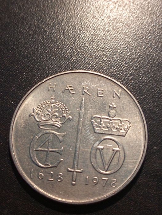 5 kroner - 350º Aniversário do Exército Norueguês - Norway -1978