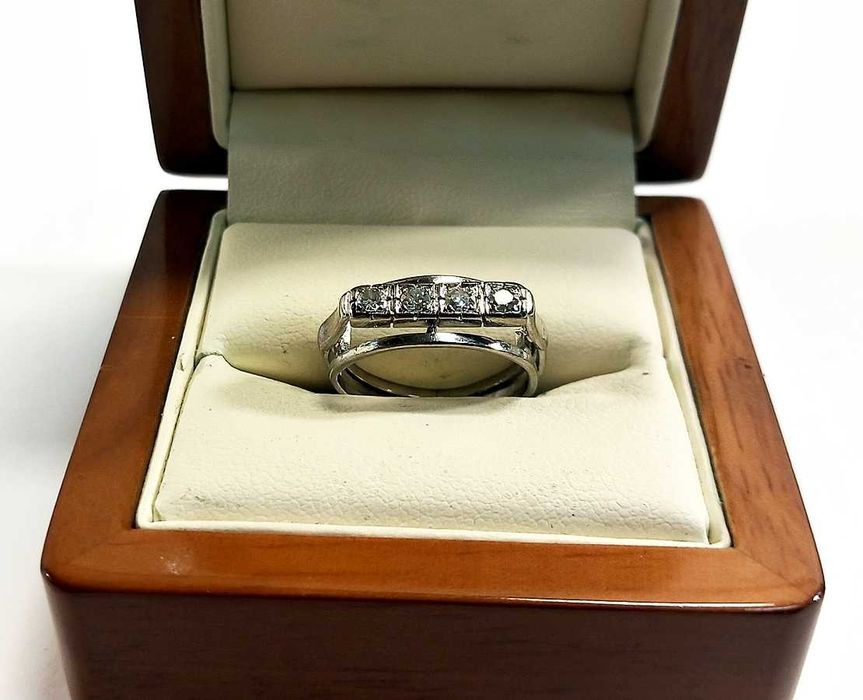 Złoty pierścionek białe złoto z brylantami Pr.750 R.12 Loombard Szczyt