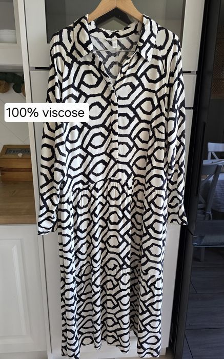 Sukienka maxi H&M wiskoza XL szmizjerka przewiewna letnia plus size