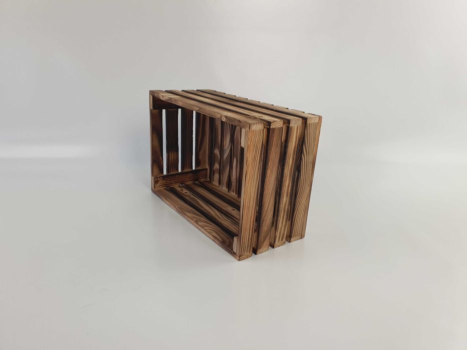 Skrzynka drewniana opalana PREMIUM półka dekoracyjna 30x20x13 rozm M