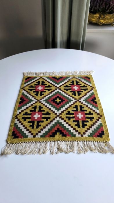 Gobelin kilim makatka z frędzelkami wełniany hand made, vintage