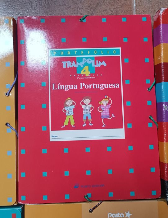 Lote 9 pastas Livros Ensino Básico - Língua Portuguesa Matemática ....