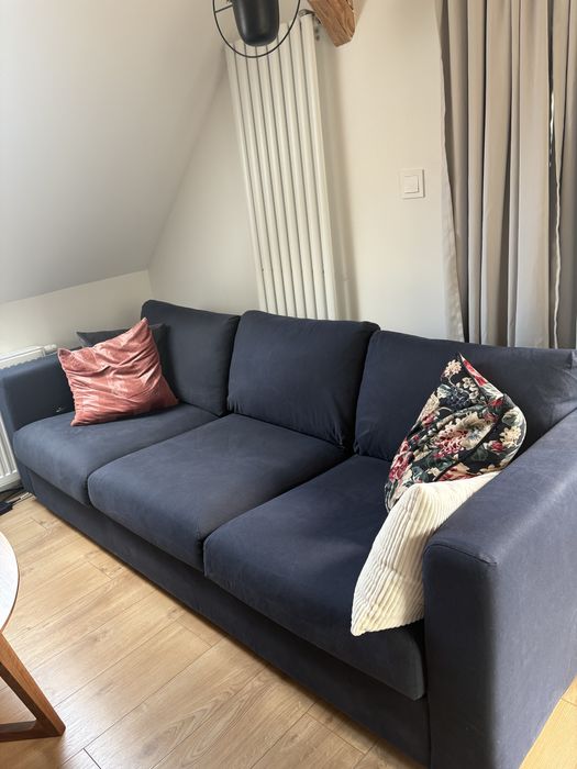 Granatowe pokrycie kanapy sofy Vimle trzyosobowa nierozkladana Orrsta