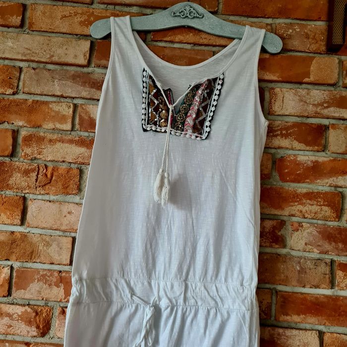 Biała bawełniana boho Sukienka