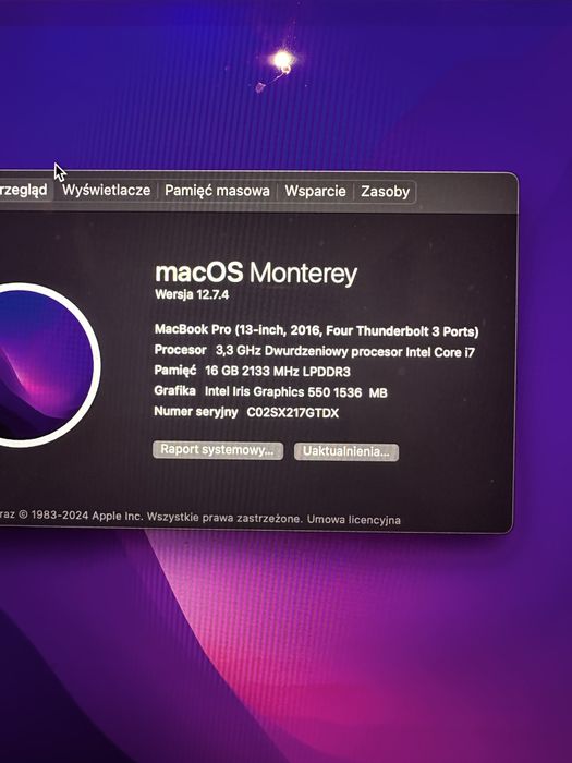 Macbook Pro 13 250 gb i7 3.3 GHz