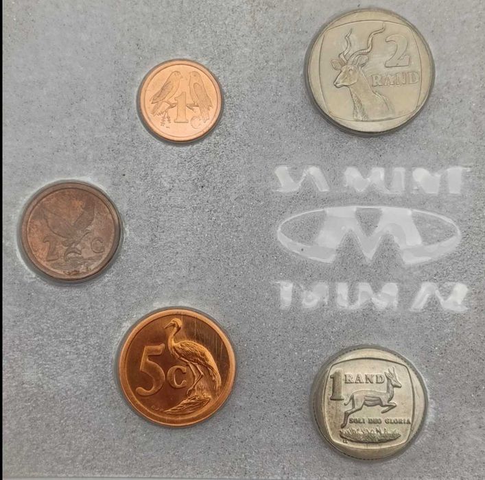 Conjunto de moedas da Casa da Moeda da África do Sul de 1990 - não circuladas, incluindo a moeda de R1 de P.W. Botha.