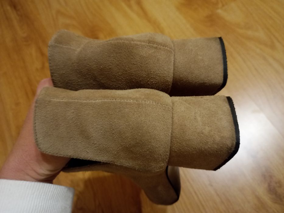 Botki zara 37 zamszowe beżowe wiosna lato