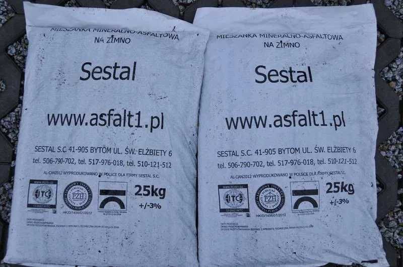 Asfalt w workach na zimno do dziur, ubytków, łatanie, naprawa drogi
