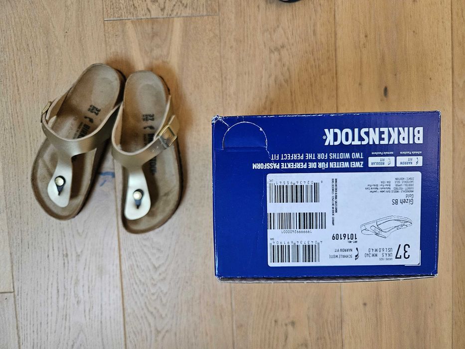 Birkenstock Gizeh 37 złote gold narrow