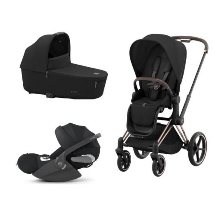 Carrinho De Bebê Cybex Priam 4 Rose Gold Deep Black completo(carrinho/ovo/cadeira/tira colo jeremy scottwings/cama scott wings)