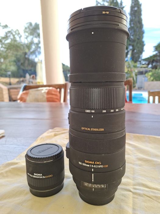 Sigma DG Objectivo 150-500mm 1:5-6.3 APO HSM com converter 2xEX DG para Canon