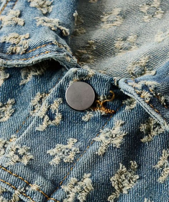 Męska wycierana kurtka z dzianszu w stylu vintage