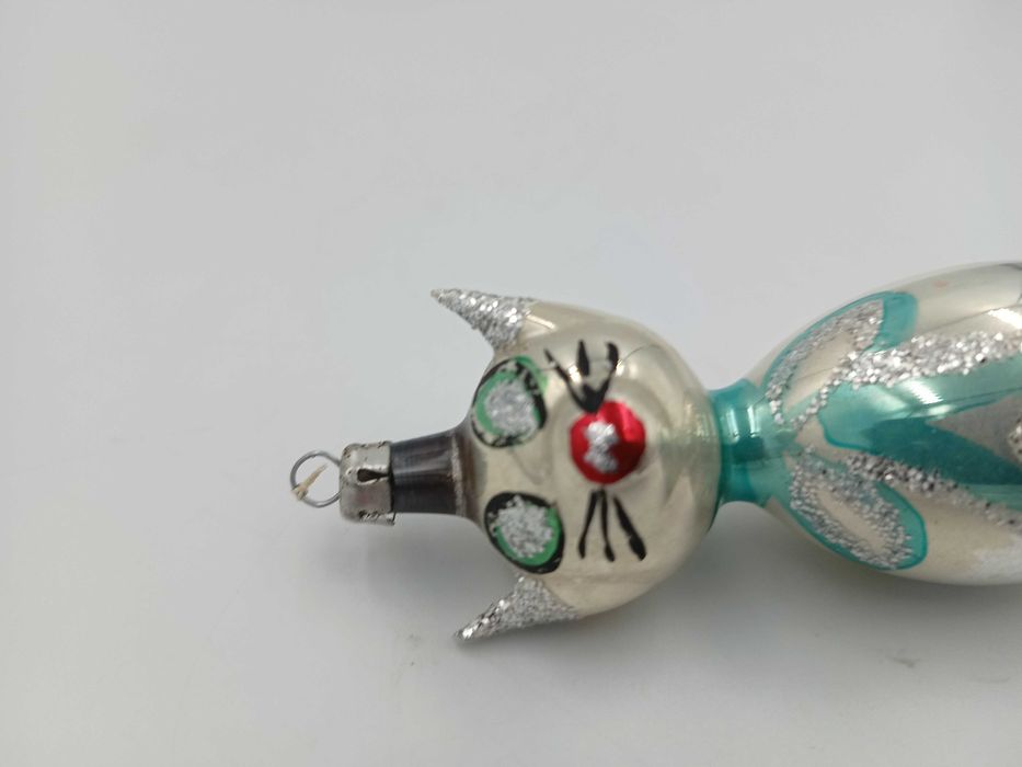 Stara bombka z PRL kotek kot bombki na choinkę 1