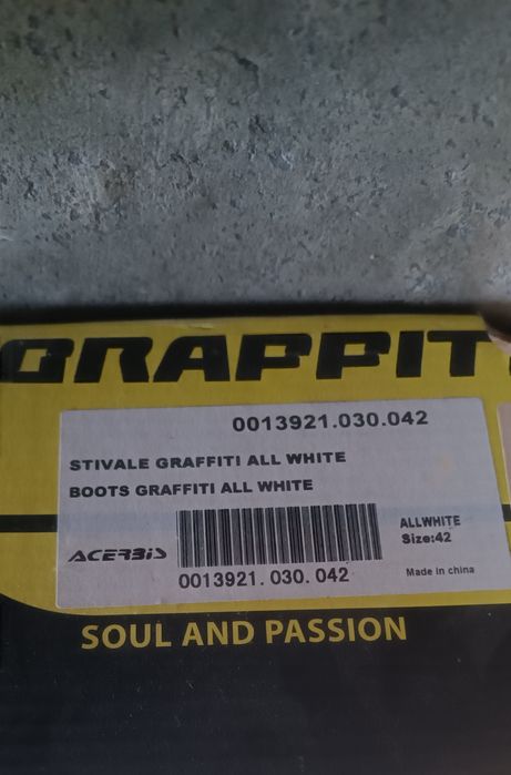 Botas motocross T42 acerbis graffiti all white usadas