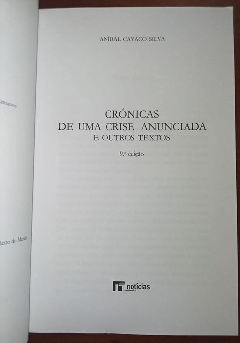 Crónicas de Uma crise anunciada e outros textos - A. Cavaco Silva