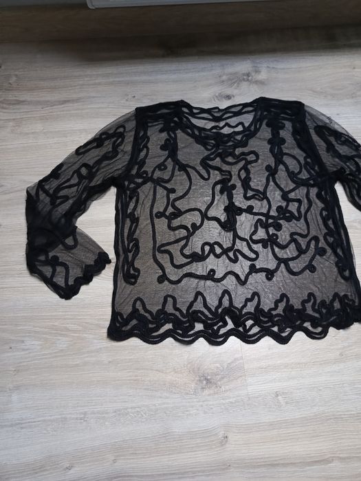 Przeźroczysta koronkowa ażurowa siateczkowa bluzka bluzeczka damska rozmiar M L unisex