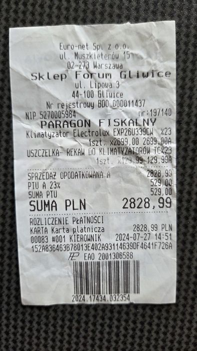 Klimatyzator przenośny electrolux EXP26U339CW