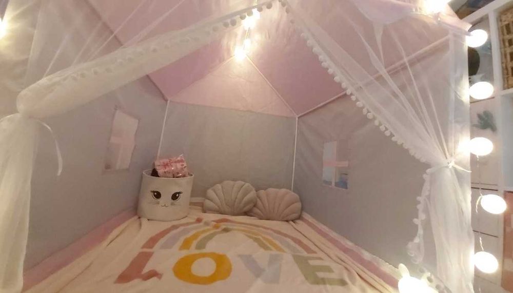 Mega namiot dla Dzieci Zamek Pałac do Pokoju Ogrodu Domu + Lampki LED