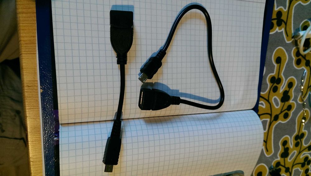 Przewód Host USB żeński- micro USB męski, 12 cm, 27 cm, 2 sztuki;