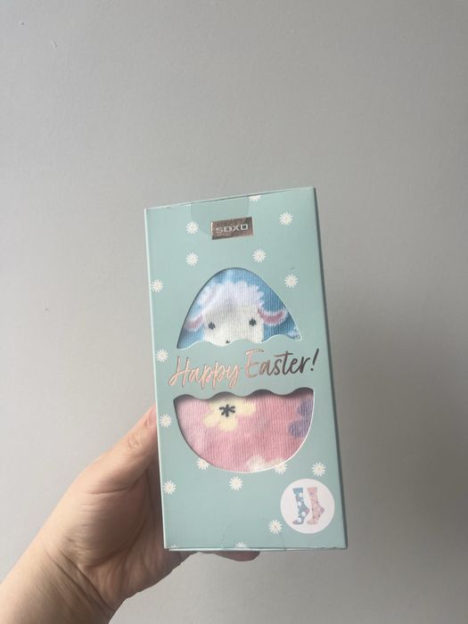 Skarpetki Wielkanoc owieczka kwiatuszki