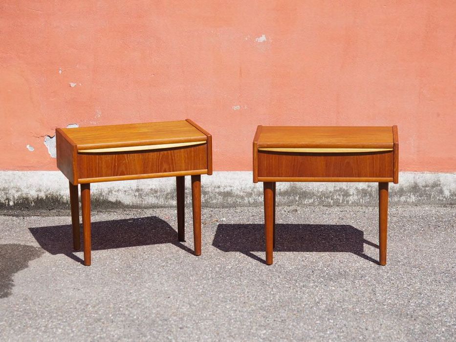 Para duńskich vintage szafek nocnych, Dania, teak, lata 60-te, mid century modern